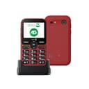 Doro Leva E10 - 4G Mobile Phone For Elderly - 2.4" Landscape Display, High Contrast Keys, Extra Loud & Clear Sound, HD Voice, Camera, Doro Secure Button - Charging Cradle - Red