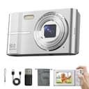 Auracam - 2000's Aesthetic Digital Camera, HD Anti-Shake Fhd 1080p Compact Camera, 16x Digital Zoom 50mp, 2.4 Inch LCD Screen, Autofocus for Boys Girls Adult Beginner (Silver)