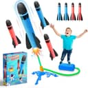 HappyGoLucky Kids Toys Age 3-12, Rockets Toys for 4-10 Year Old Boys 3-9 Year Old Boys Girls Gifts Rocket Toy Launcher Boys Age 5 6 7 Outdoor Garden Game Birthday Gifts for Kids